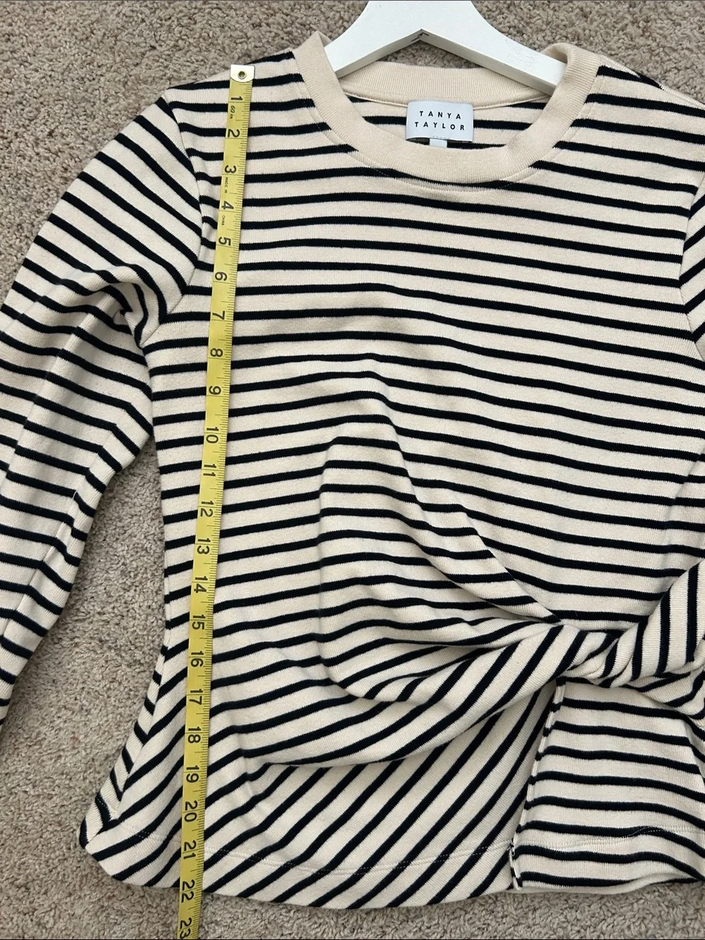 Tanya Taylor Carlita Top Cream and Black Striped Knit - Picture 5 of 11